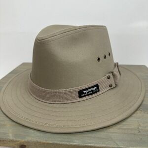 Panama Jack Mens Large Original Canvas Safari Sun Hat 2 1/2" Brim UPF SPF 50+